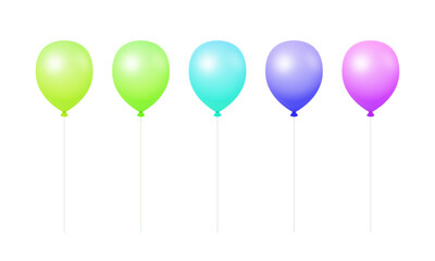 Vector set of realistic flying helium balloons on white background