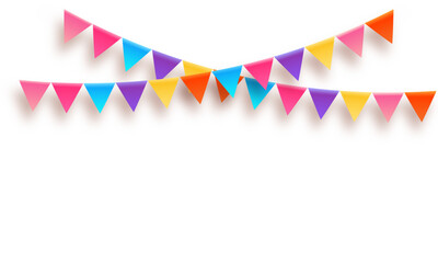 Fototapeta premium Vector bunting party flags colorful triangles hanging on a rope carnival festival or birthday vector