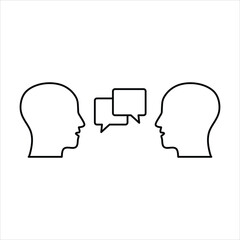 Head, people, listen and speak icon. flat illustration on white background..eps