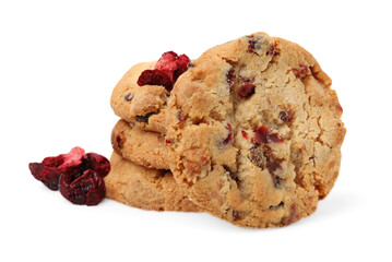 Cookies and freeze dried fruits isolated on white