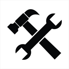 Wrench and hammer. Tools icon flat illustration on white background..eps