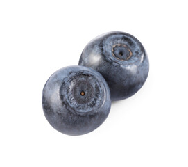 Delicious ripe bilberries isolated on white. Seasonal berries