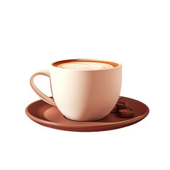Fresh coffee or hot chocolate on a transparent background