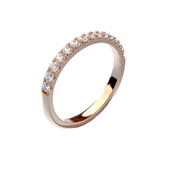 Diamond studded gold ring against transparent background