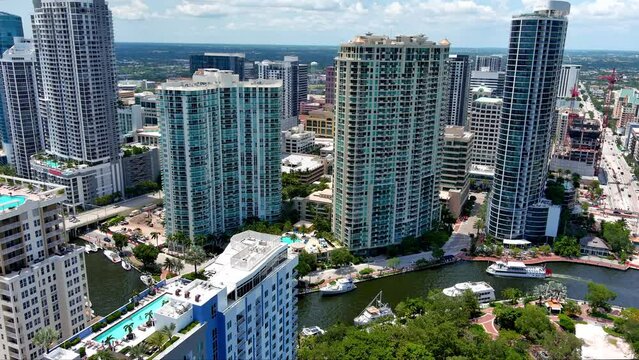 Condo Bildg Fly To Aerial Riverwalk FLL Downtown