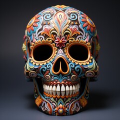 Joy of Eternity: Day of the Dead Colored Skull in 3D.