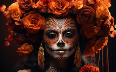 Dark and Mysterious: Portrait of a Woman Embracing the Dia de los Muertos Aesthetic.