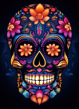 Color Inspiration: 3D Skull Framed in Mexican Tradition