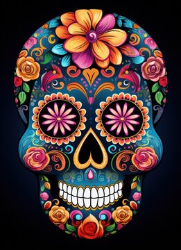 The Art of Memory: 3D Color Skull Mexican Style.