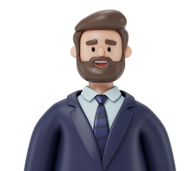 A 3D cartoon smiling character, close up portrait,3d rendering,conceptual image, isolated on white background.