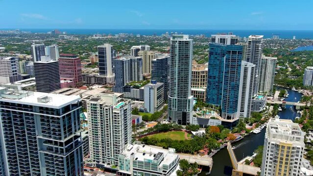 Downtown Ft Lauderdale city aerial