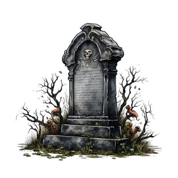 Halloween, grey concrete RIP tombstone transparent background PNG