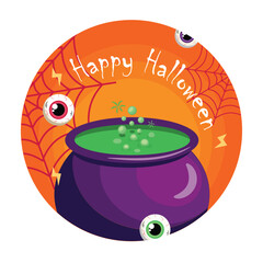 Halloween witch cauldron vector