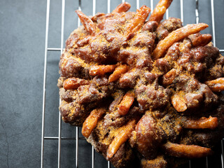 Donuts on a grill plate