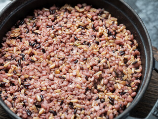 Rice Cooked in an Iron Pot