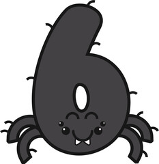 6 number with spider character