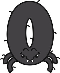 Zero number with spider character