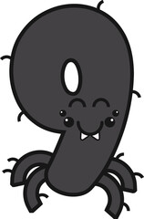 9 number with spider character