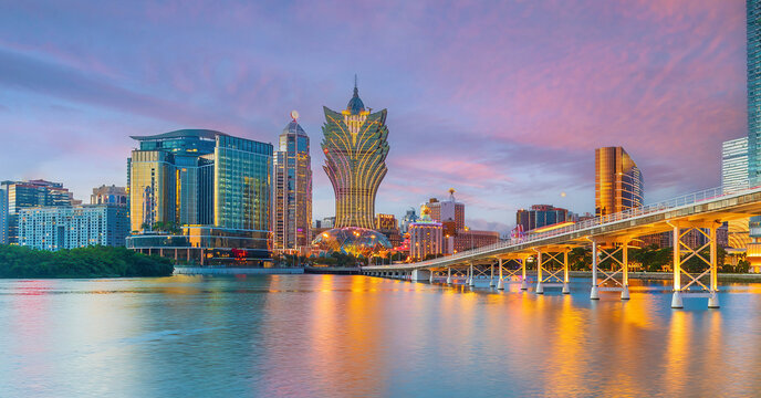 Macau, downtown city skyline, cityscape of China