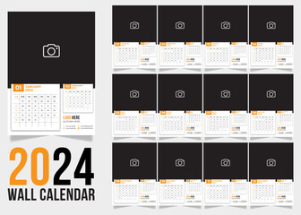 2024 Modern Calendar Design Template. Week Start on Sunday Office Calendar.