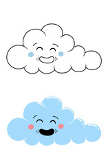 Weather cheerful cloud, cartoon characters, two options