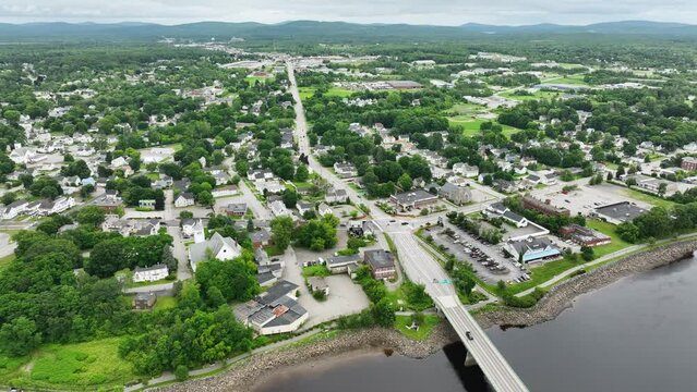 Aerial view of Bangor, Maine and its sprawling neighborhoods.