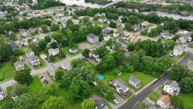 Aerial view of Bangor, Maine's rural neighborhoods.