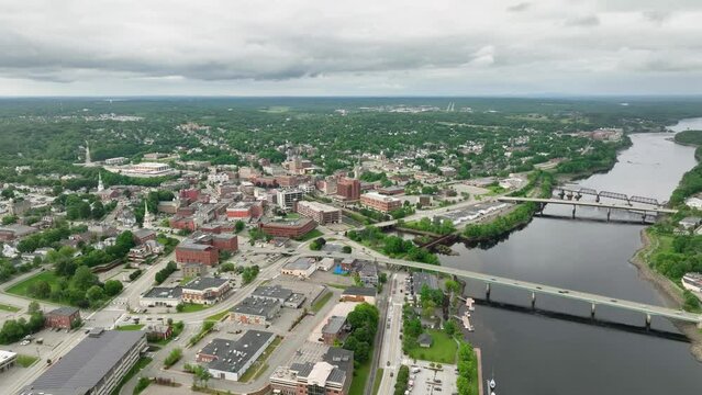 Aerial view of the downtown sector of Bangor, Maine.
