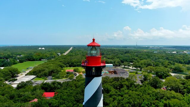 St Augustine FL Lighthouse Aerial Pull back