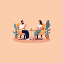 man sitting going through a consultation with the psychologist