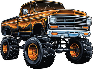 Muscle truck isolated on white. Monster truck madness. © CoolGraphics