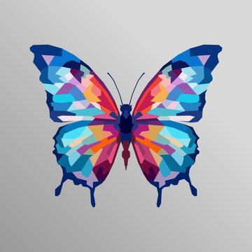 beautiful winged butterfly drawn using WPAP art style, pop art, vector illustration.