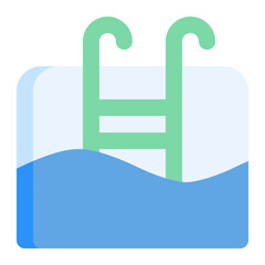 Swimming pool in flat icon. Sport, vacation, summer