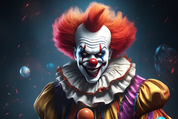 Portrait of a scary clown. Generative AI - 637160586