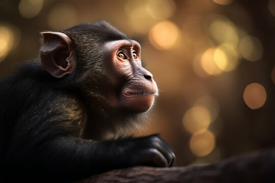 a monkey is daydreaming