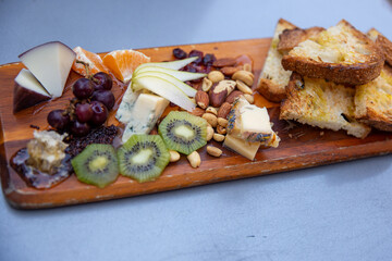 Fruits, cheese and nuts board