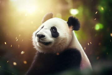 a cute panda on a blurred background