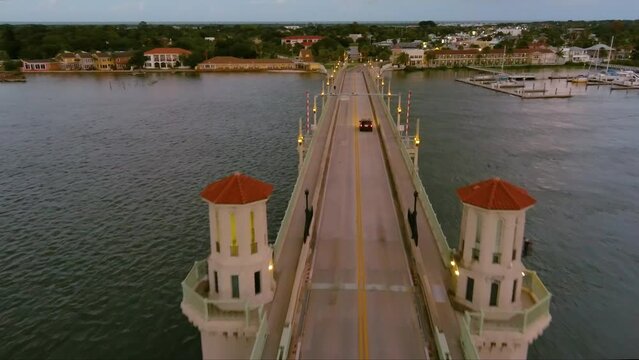 St Augustine FL Lion Bridge Sunset Aerial East