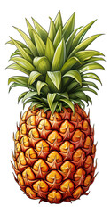 Fototapeta premium Pineapple. Whole and pieces. Sweet fruit illustration isolated.