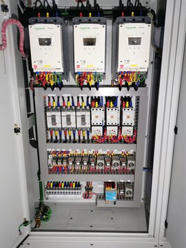 Image of variable speed drive units controlling for electric current and power in industrial.