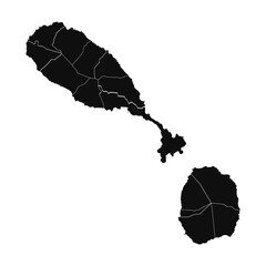 Abstract Saint Kitts and Nevis Silhouette Detailed Map
