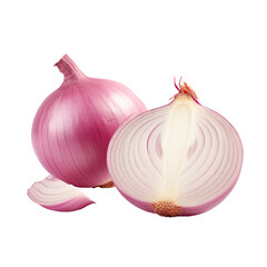 Isolated onion slices on transparent background