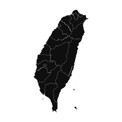 Abstract Taiwan Silhouette Detailed Map