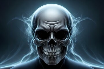 Fototapeta premium smoke illustrates a skull on an isolated black backgroun - AI Generative
