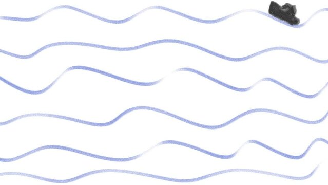 A brave and tenacious boat keeps on the waves during a raging storm at sea.