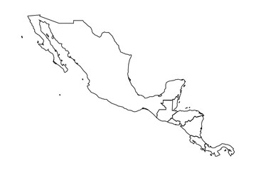 Outline Sketch Map of Central America With Countries