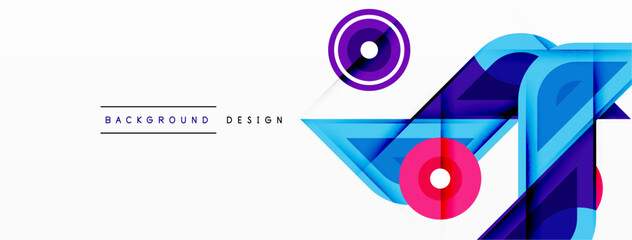 Colorful triangles and round shapes background. Template for wallpaper, banner, presentation, background