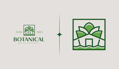 Green House Logo Template. Universal creative premium symbol. Vector illustration. Creative Minimal design template. Symbol for Corporate Business Identity