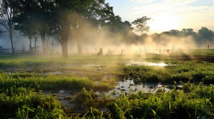 "Preserving Beauty: Morning Light, Tree, and Water Drops"