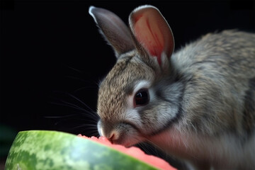 a rabbit eats a watermelon